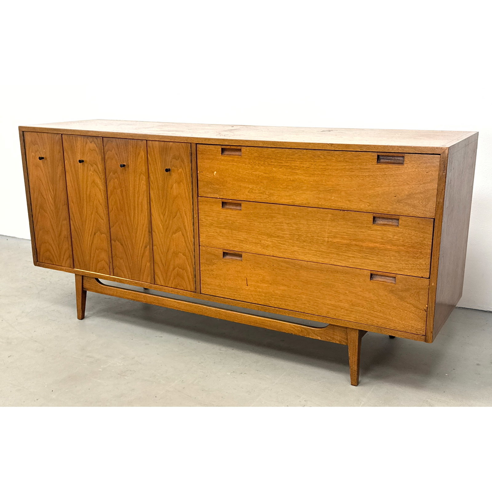 American of Martinsville Mid Century Modern Walnut 7 Drawer Credenza Sideboard Dresser Base (1 of 12)