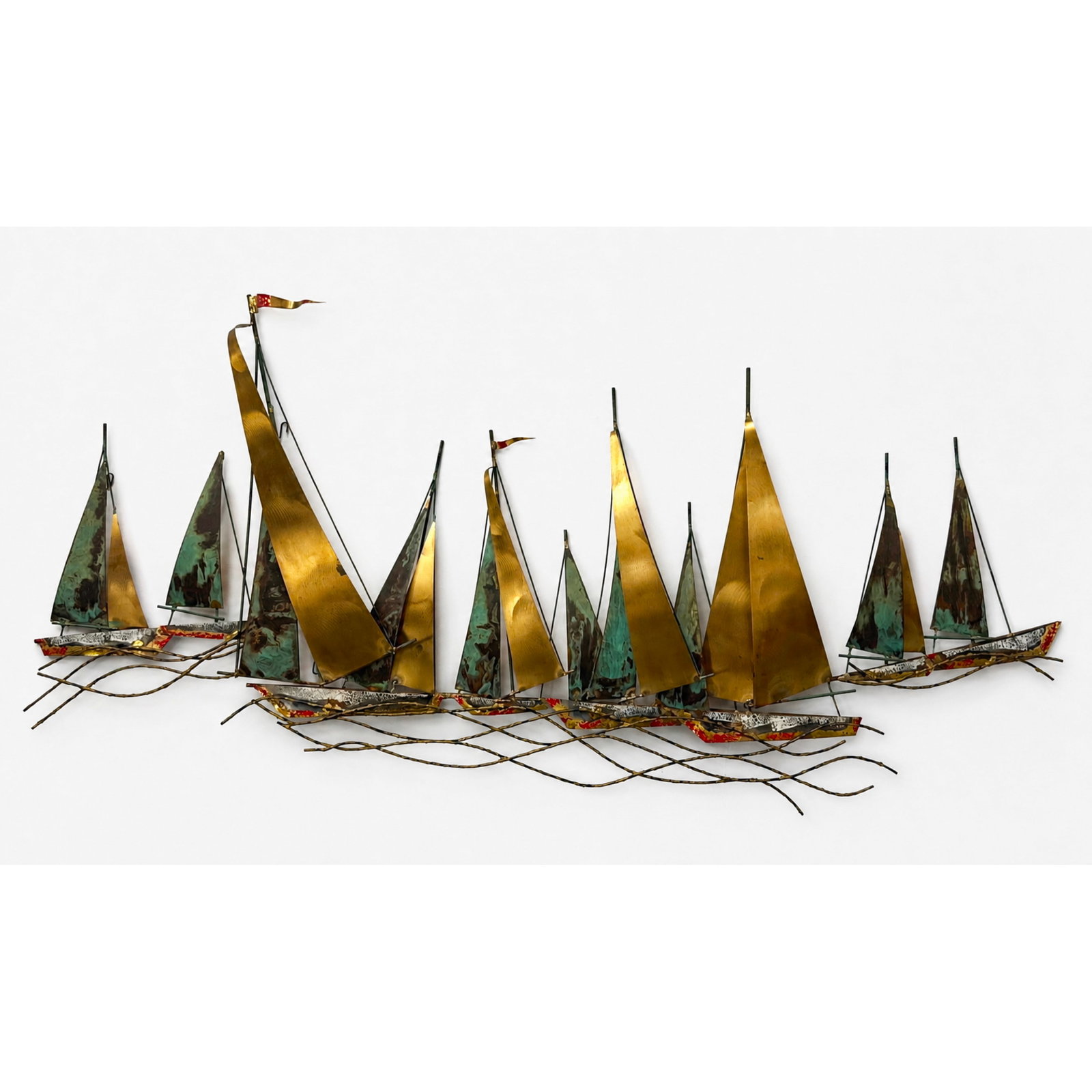 C. Jere Schooners Mixed Metal Sailboat Wall Sculpture. Signed and dated 1971. (1 of 13)