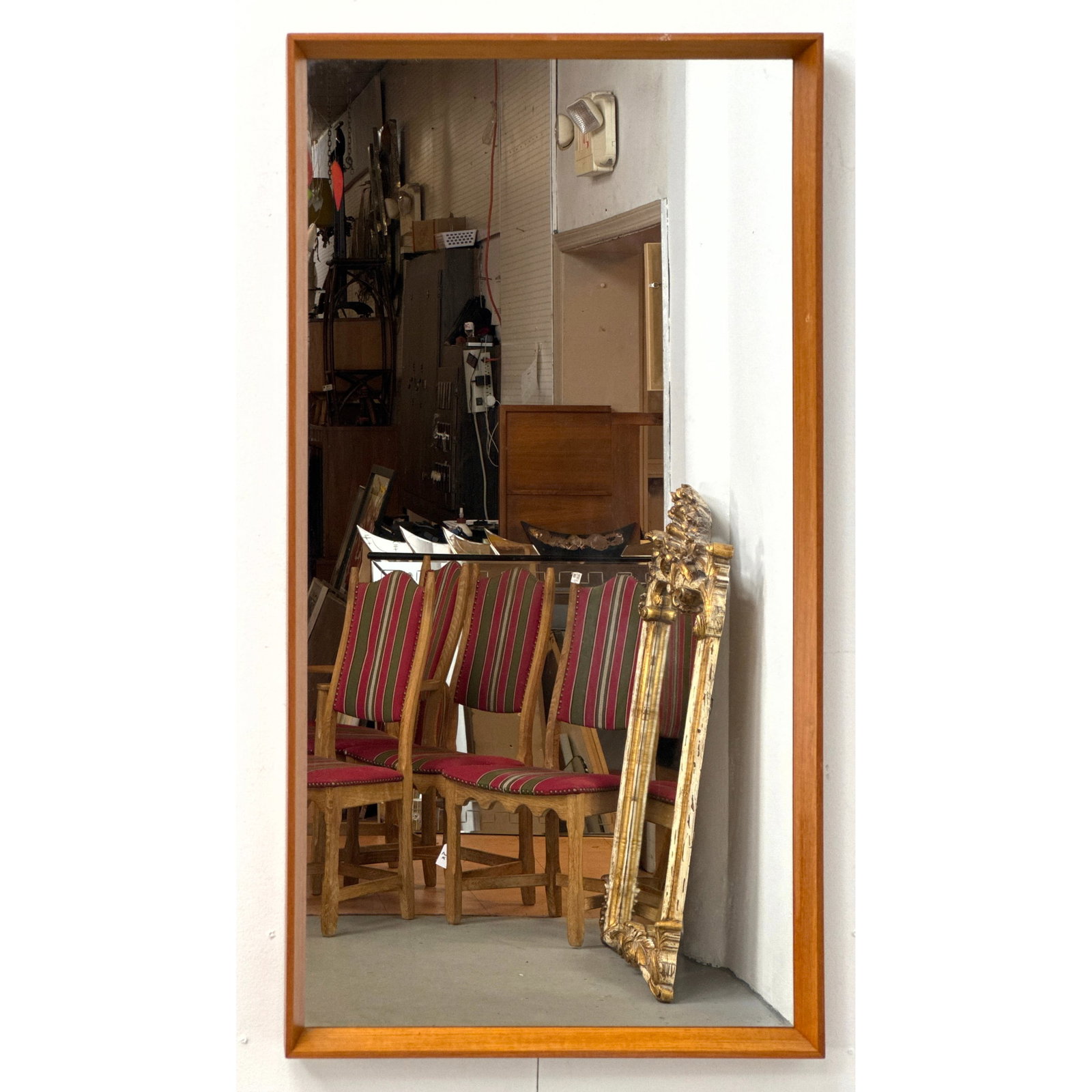 Vintage Danish Modern Pedersen and Hansen Viby J. Teak Frame Wall Mirror Denmark, Marked. (1 of 8)