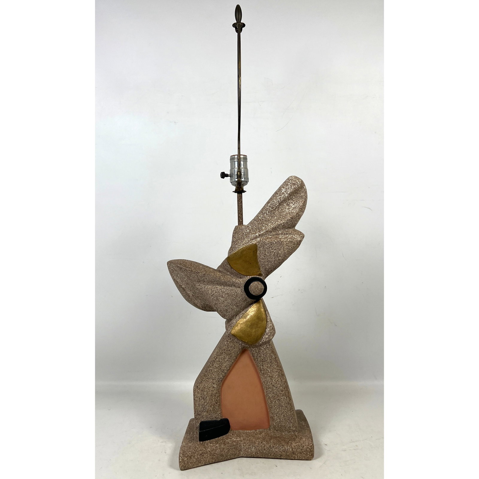 50s Modern Sculptural Plaster Table Lamp. Abstract Biomorphic Form and Gold Accents. (1 of 12)