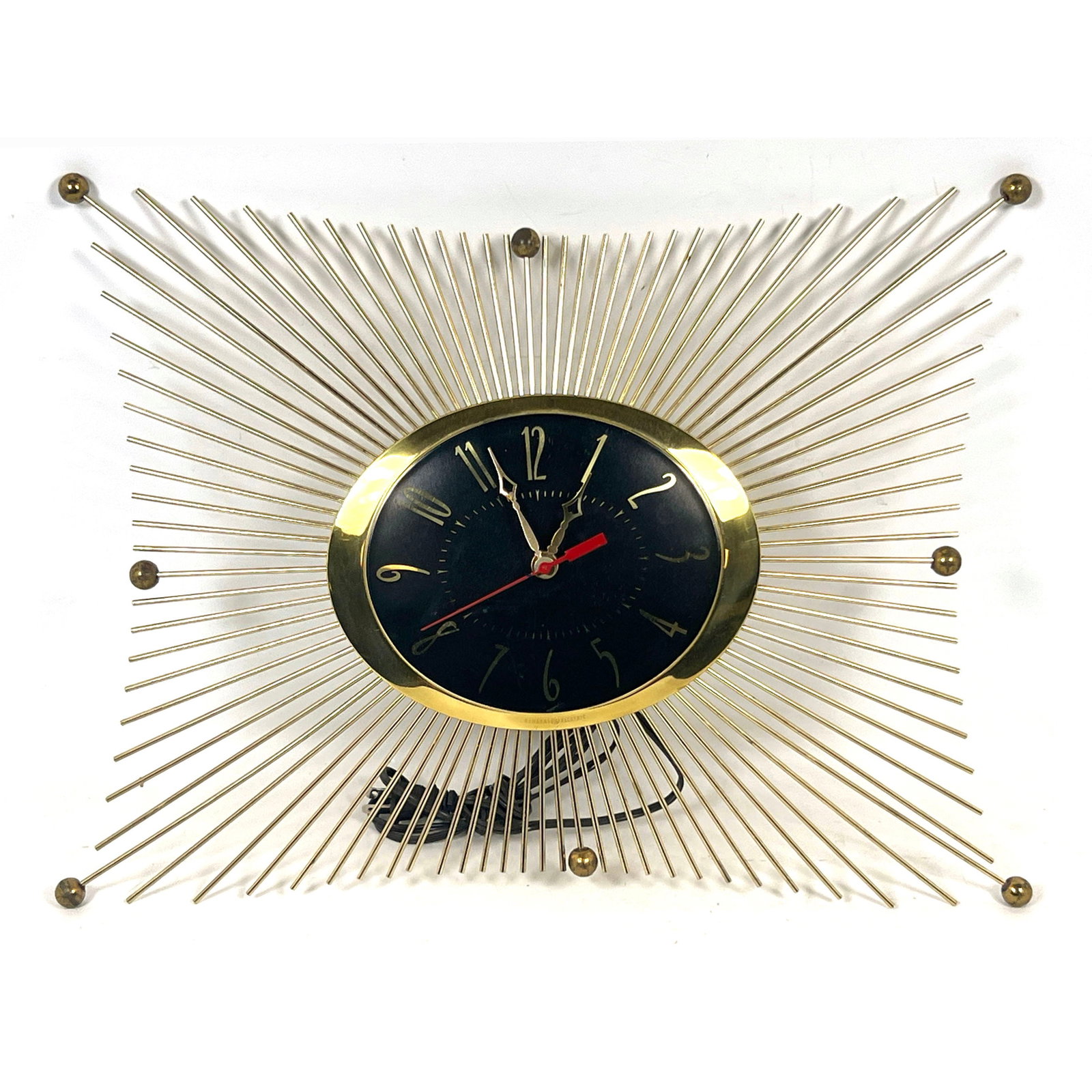 General Electric Model 2H68 Mid Century Modern Starburst Electric Wall Clock with Gold Toned Metal R (1 of 9)