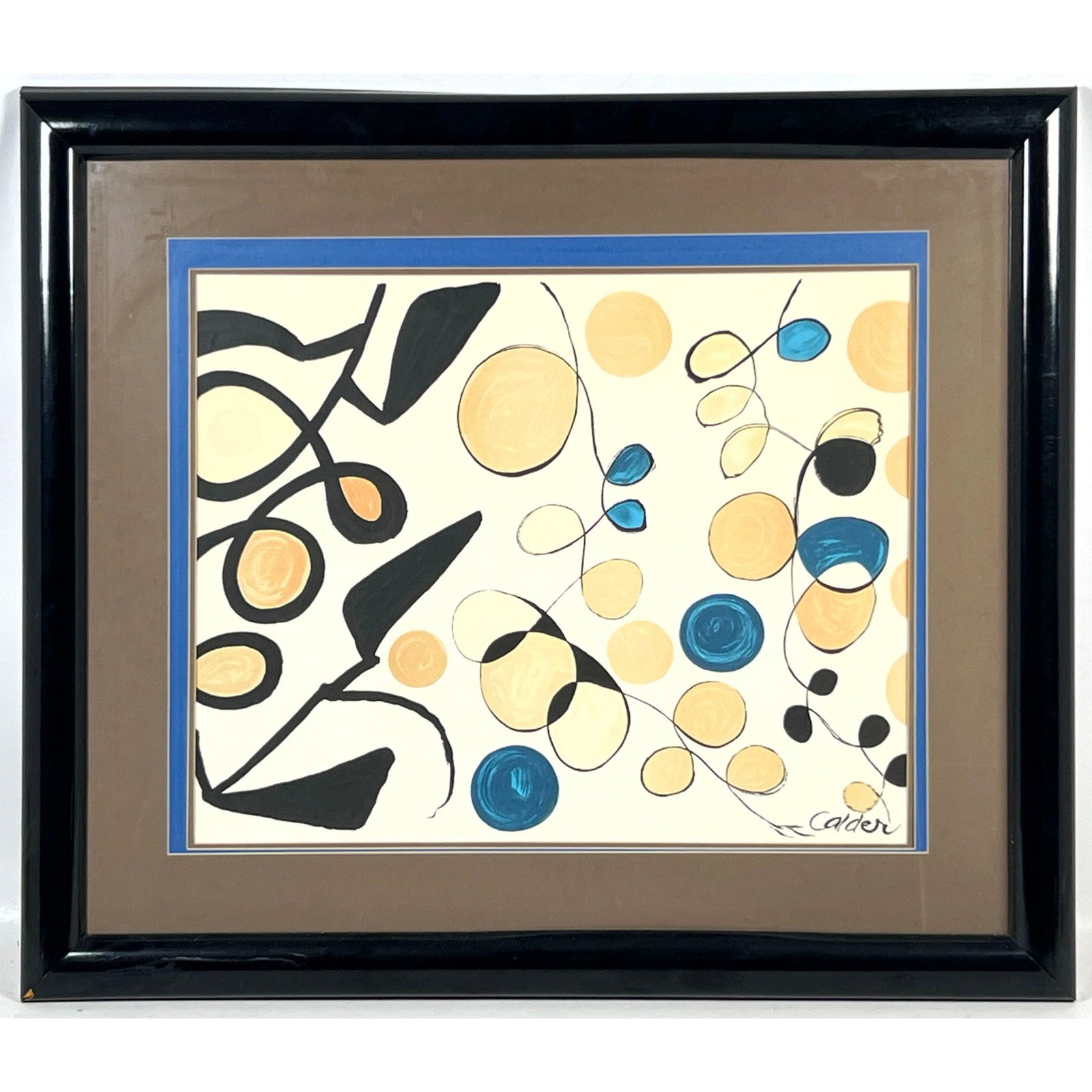Alexander Calder Spring Carnival color lithograph framed under glass with double mat.: Alexander Calder Spring Carnival color lithograph framed under glass with double mat. Dimensions: Frame Height: 27.5 inches, Frame Width: 31.5 inches. - Image Size: Image Height: 18 inches, Image Widt