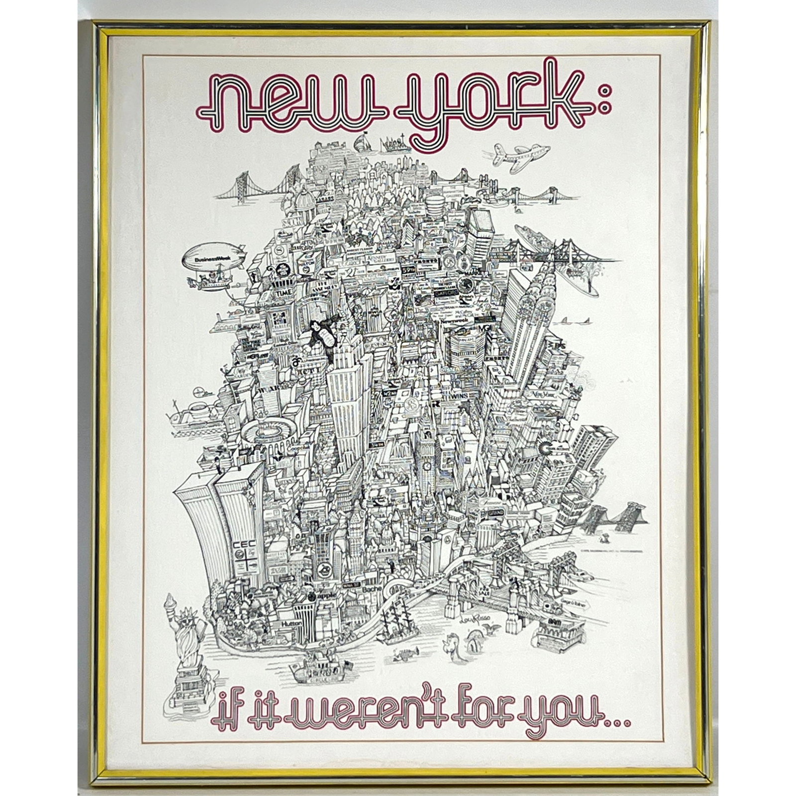 Lou Russo offset lithograph poster titled new York if it weren't for you published by McGraw Hill In (1 of 10)
