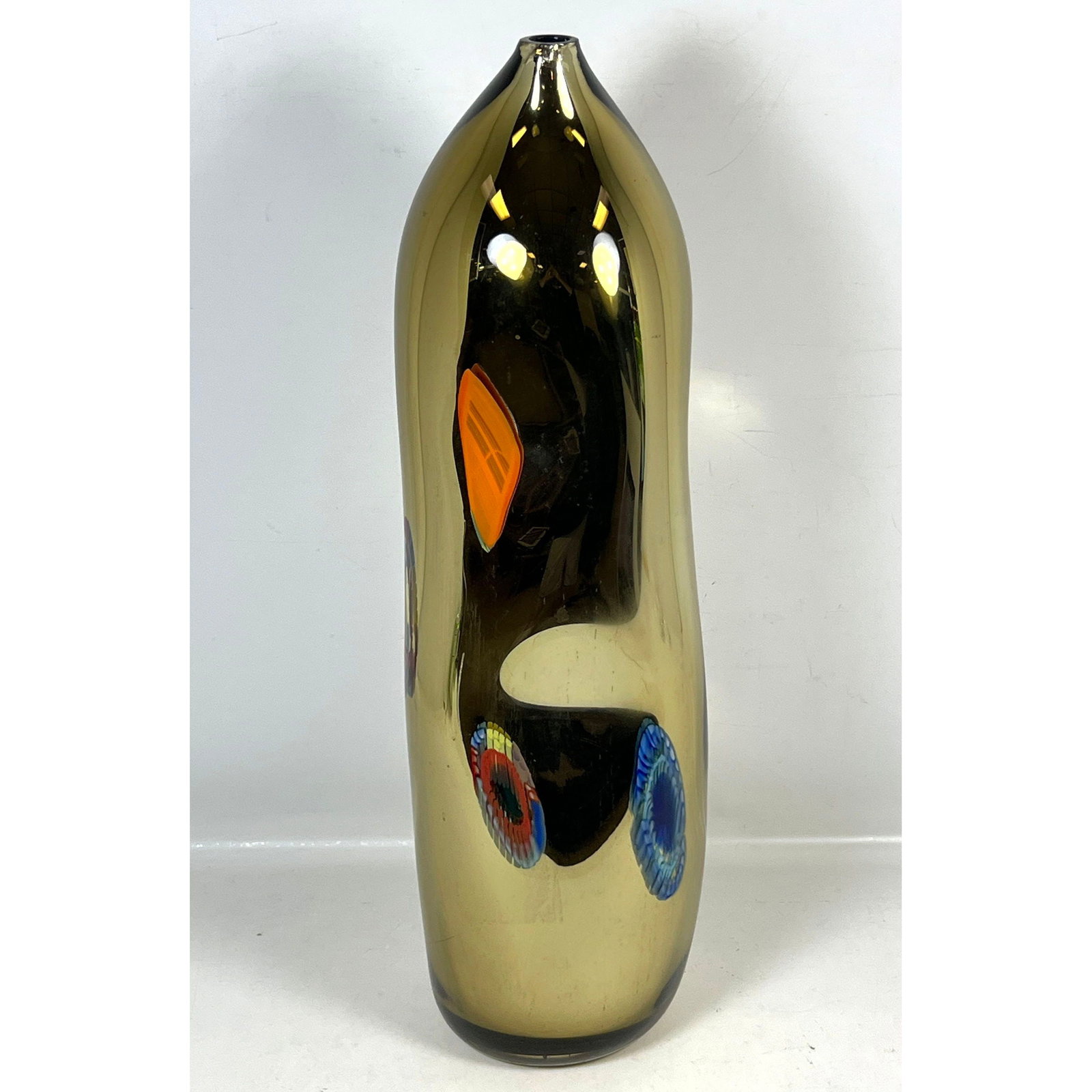 Large Davide Dona Hand Blown Murano Glass Murrine Vase with Gold Luster Finish and Inset Polychrome (1 of 11)