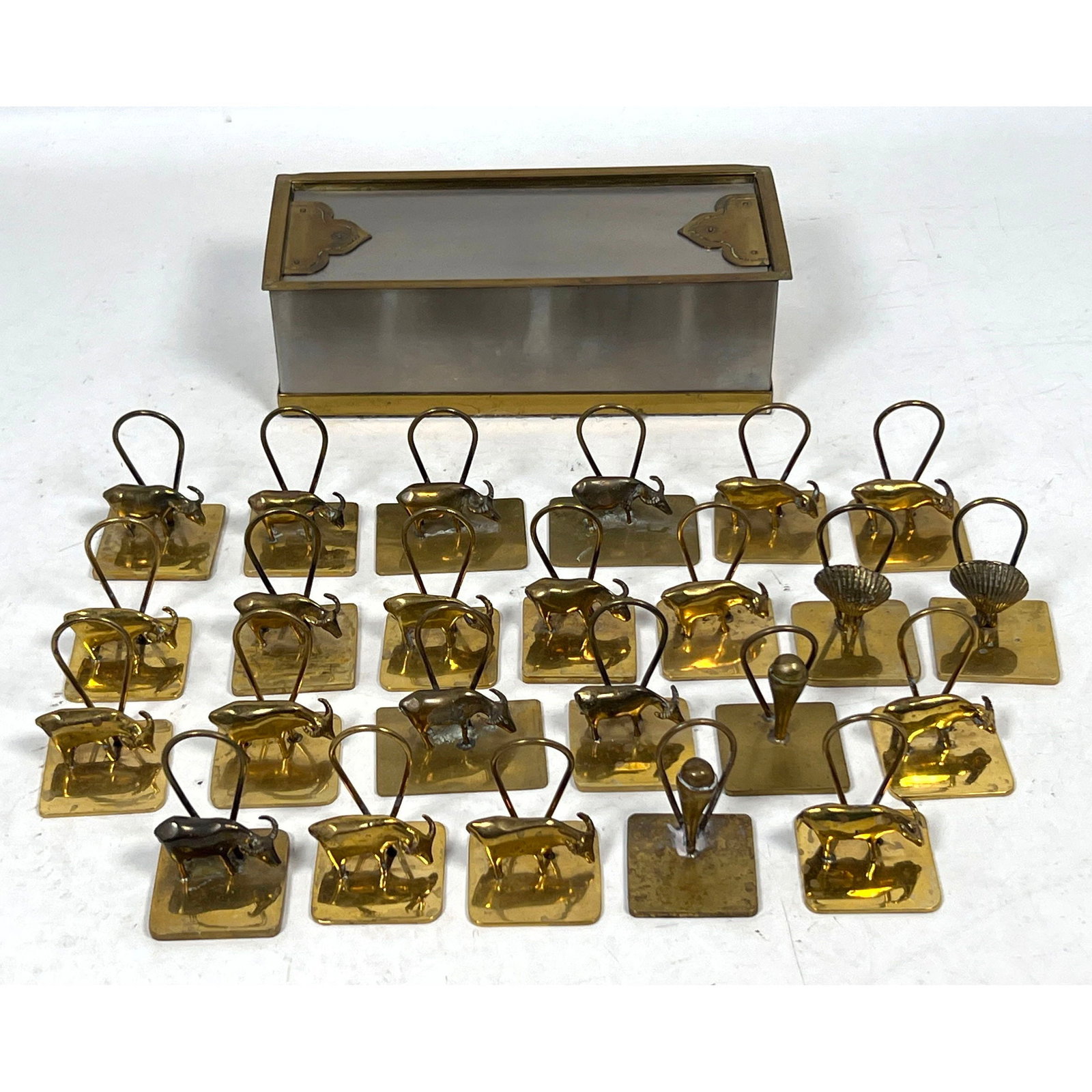 24pc Set Vintage Italian Brass Place Card Holders Featuring Goat, Shell, and Cone Motifs with Metal (1 of 11)