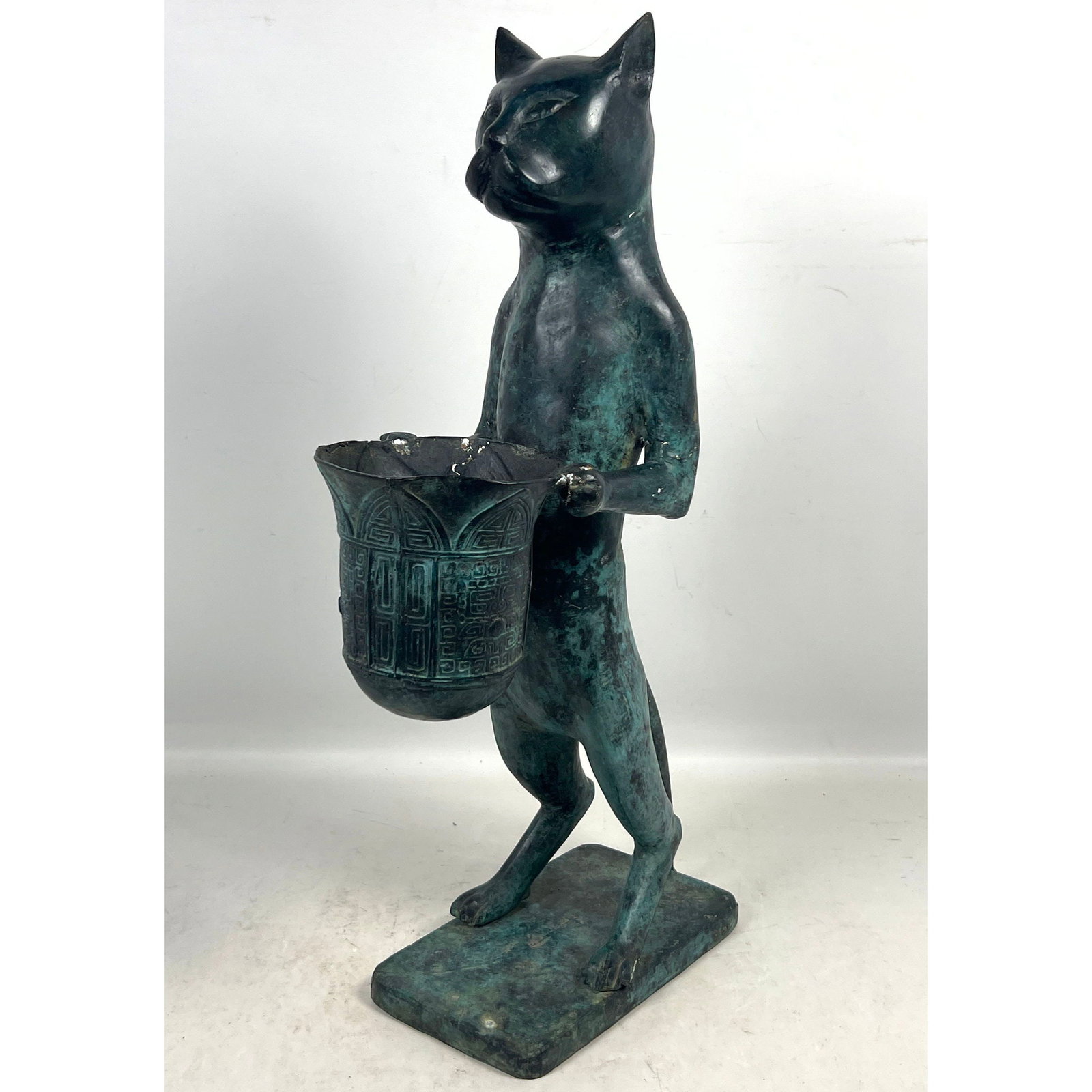 Diego Giacometti Style Patinated Anthropomorphic Cat Butler Valet Planter Bowl (1 of 11)