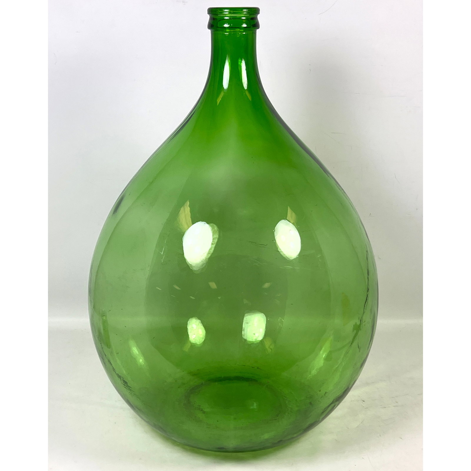 Large Vintage Italian Style Emerald Green Glass Demijohn Wine Carboy Bottle with Reinforced Rim (1 of 9)