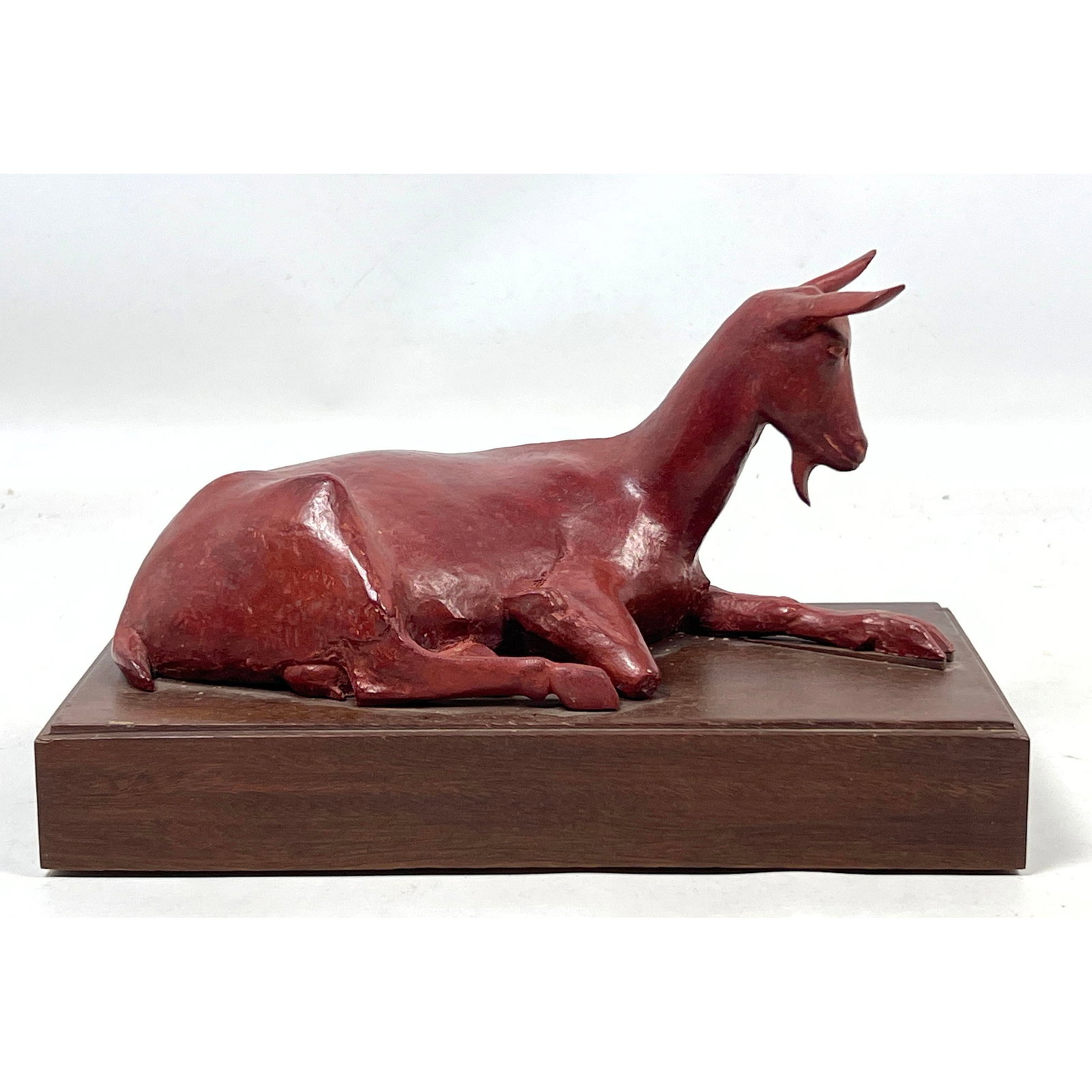 J Stephen Lewis, 1946 "Recumbent Goat", a Red Painted Terracotta Sculpture (1 of 10)