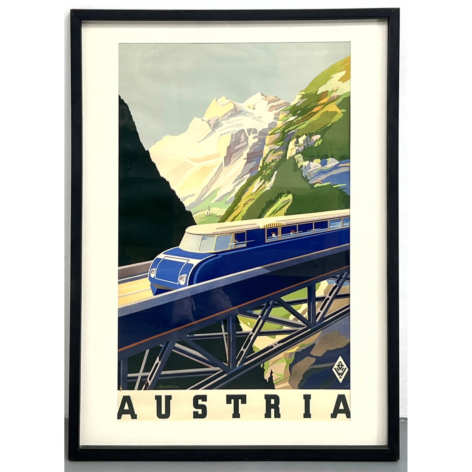 Machine, age, art deco, Austria, travel poster of a highly stylized railroad car (1 of 9)