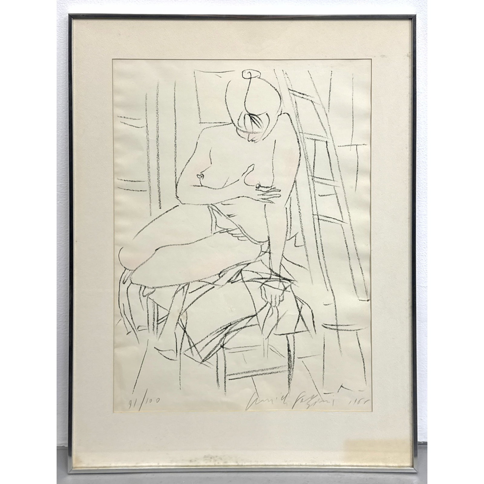 Pericle Fazzini Lithograph, Seated Nude with Ladder. Signed and Numbered 91/100. 1968. (1 of 9)