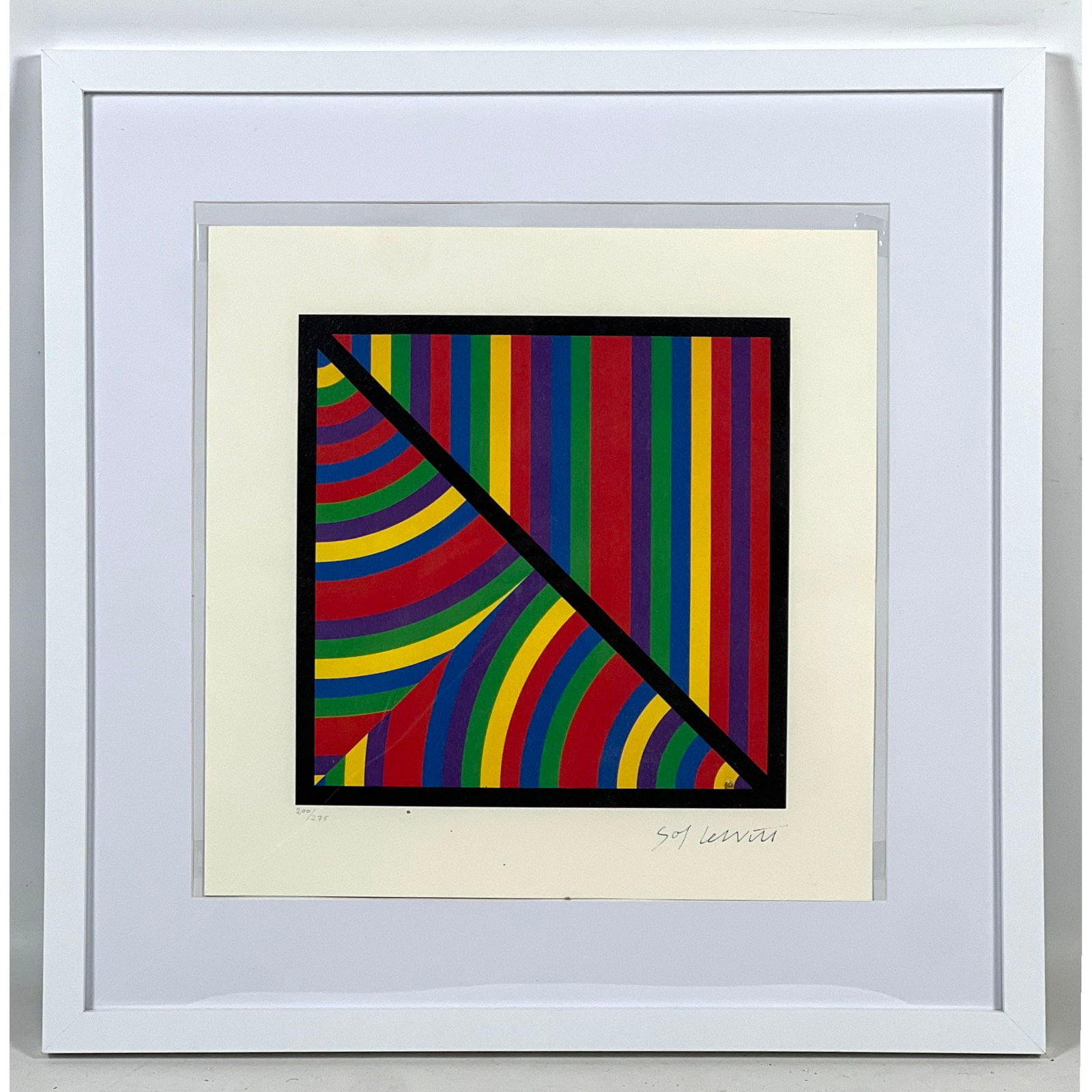 Sol LeWitt Numbered Lithograph Print 200/275. Geometric Abstract Composition. Framed.: Sol LeWitt Numbered Lithograph Print 200/275. Geometric Abstract Composition. Framed. Dimensions: Frame Height: 19.5 inches, Frame Width: 19.5 inches. - Image Size: Image Height: 13 inches, Image Widt