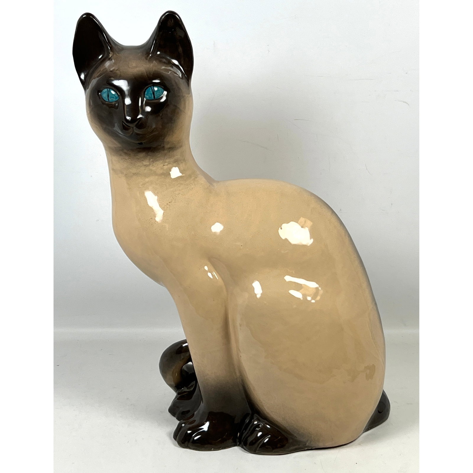 Large Italian Glazed Ceramic Siamese Cat Figurine. Marked Made in Italy 35. (1 of 10)