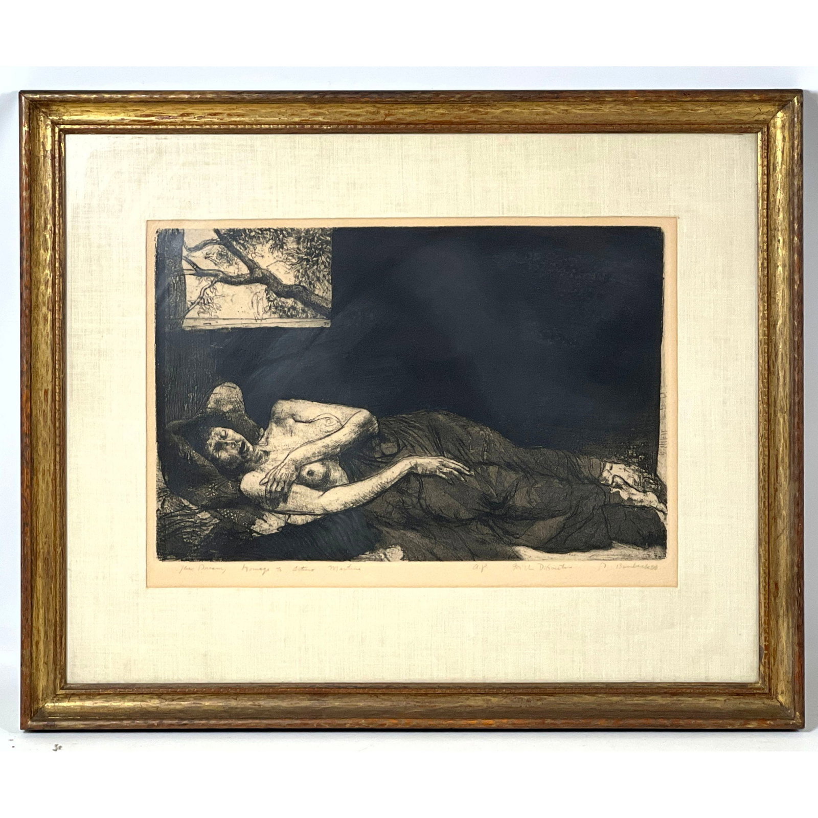 David Bumbeck 66 Etching Print. The Dreaming Homage to Arturo Martini. A.P. for DiGiusto. (1 of 11)
