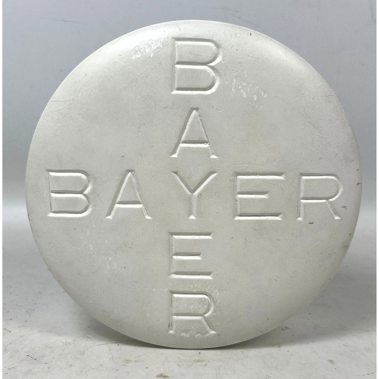 Vintage Oversized Bayer Aspirin Tablet Promotional Paperweight or Pop Art Sculpture with Felt Base. (1 of 7)