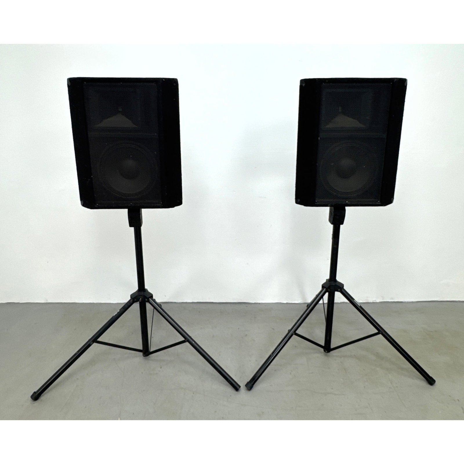 Pair Seismic Audio SA-12MX Professional Loudspeakers and 2 On-Stage Crank-Up Tripod Stands: Pair Seismic Audio SA-12MX Professional Loudspeakers and 2 On-Stage Crank-Up Tripod Stands Dimensions: Height: 65.5 inches, Width: 46.5 inches, Depth: 43 inches. ---