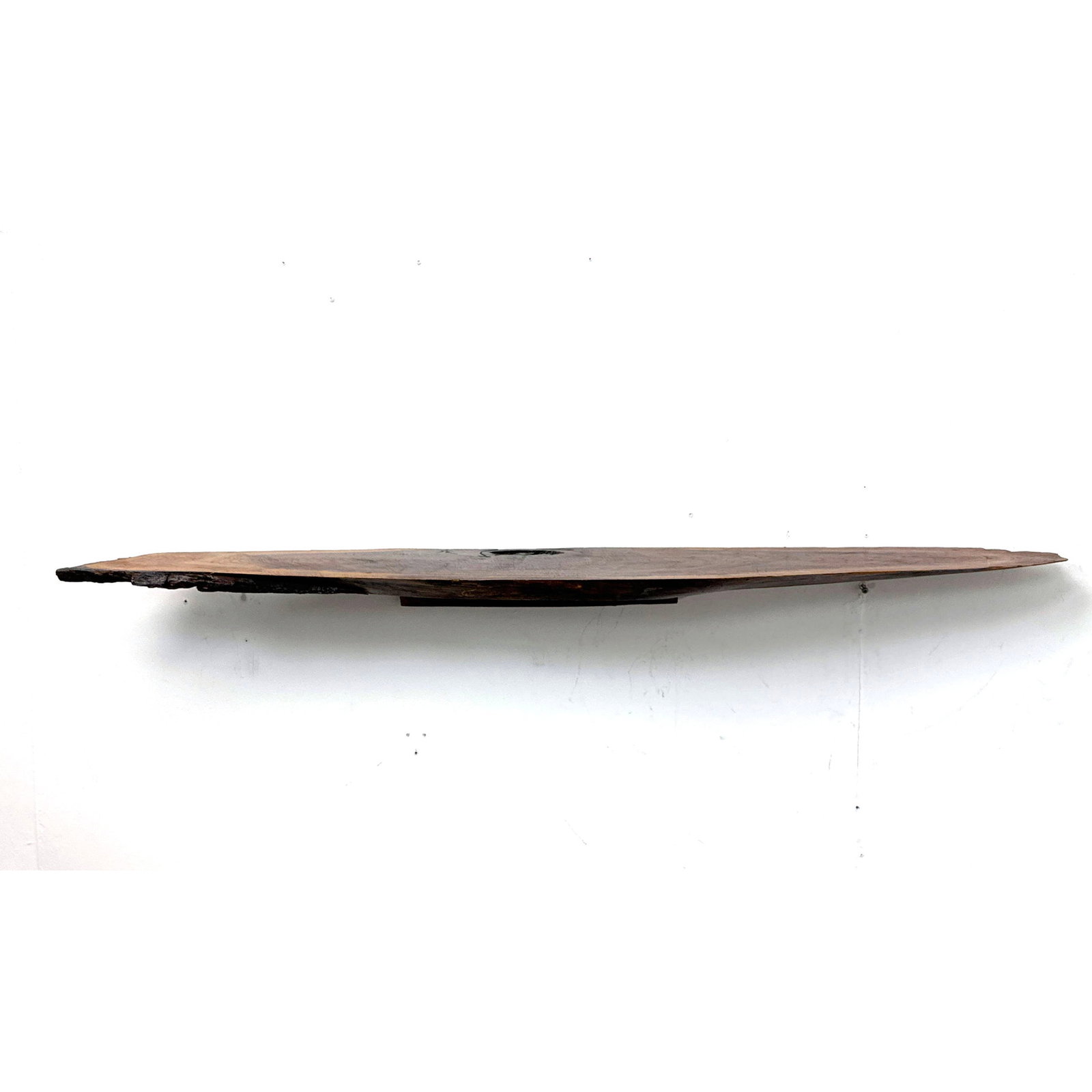 Walnut Live Edge Tapered Wing Form Floating Wall Shelf with Natural Knot and Figured Grain (1 of 9)