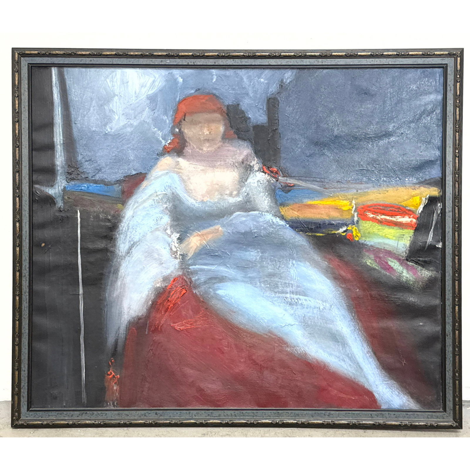 Norman Rubington American Oil on Canvas la Baronet Seated Female with Red Hair Modernist Style Signe (1 of 11)