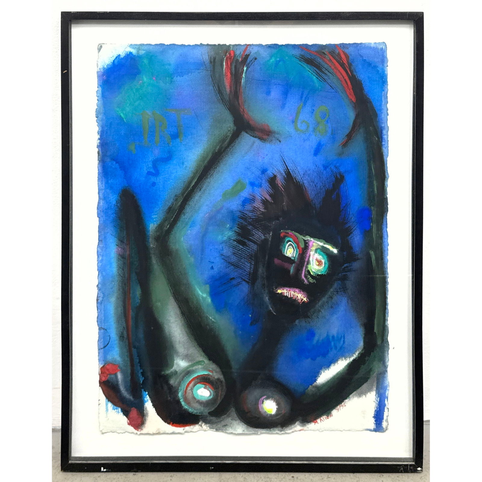 M Allen 96 Abstract Modern Figural Mixed Media Painting on Paper. (1 of 7)