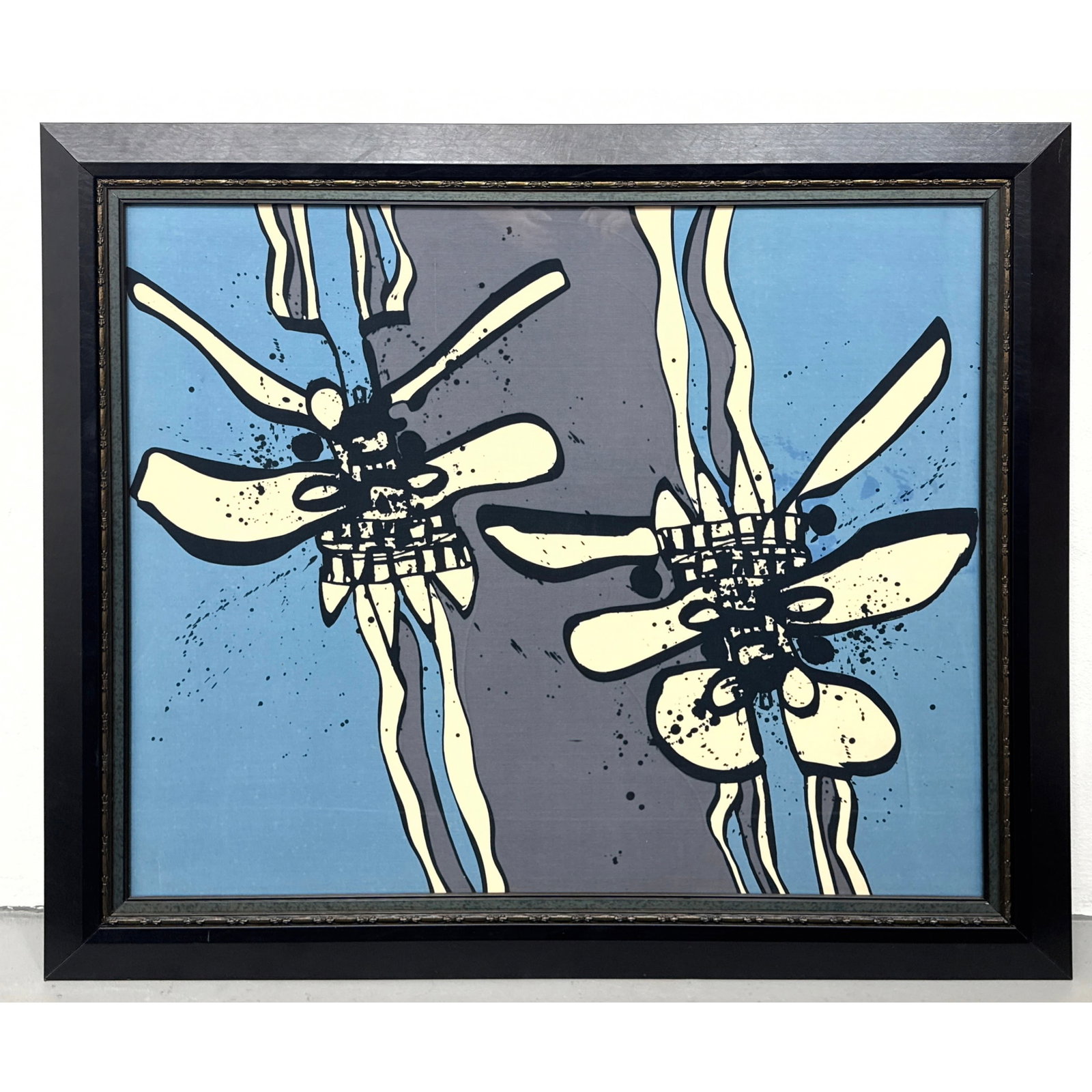 Large Modernist Abstract Serigraph of Stylized Organic Forms. Framed under Glass. (1 of 10)