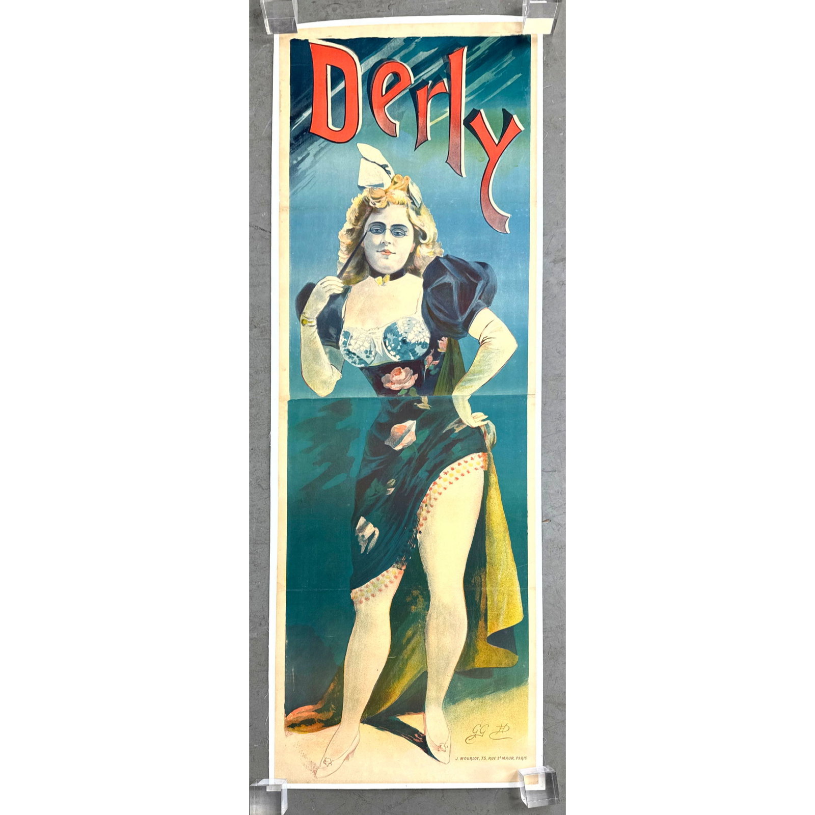 Advertising Poster Derly Mourlot Performer Art. Marguerite Derly a French singer performer. (1 of 8)