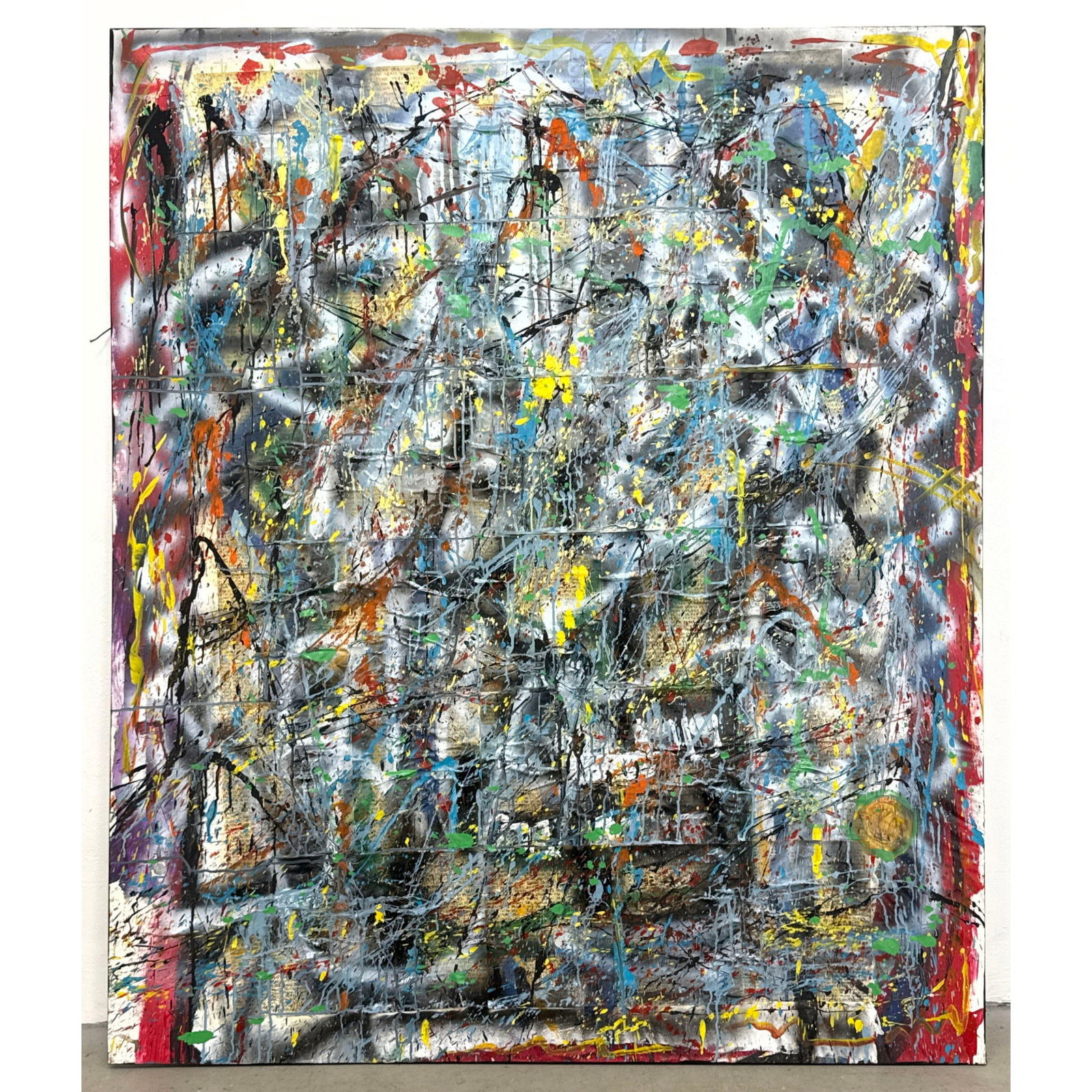 Extra Large Dennis Sakelson Mixed Media Painting on Canvas. Modernist Abstract Expressionist. Signed (1 of 11)
