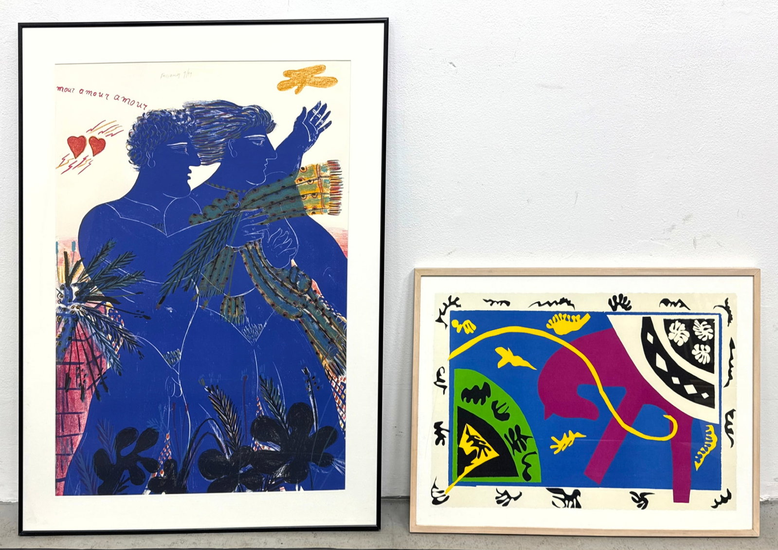 2 Framed Color Prints Including Alexandre Fassianos Signed and Numbered Lithograph and Henri Matisse: 2 Framed Color Prints Including Alexandre Fassianos Signed and Numbered Lithograph and Henri Matisse After Jazz Composition Dimensions: Height: 40 inches, Width: 30.5 inches. ---