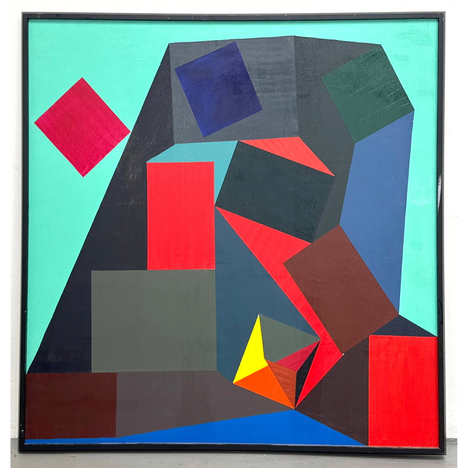 Norman Solow Oil on Canvas Geometric Modernist Abstract Painting. (1 of 9)