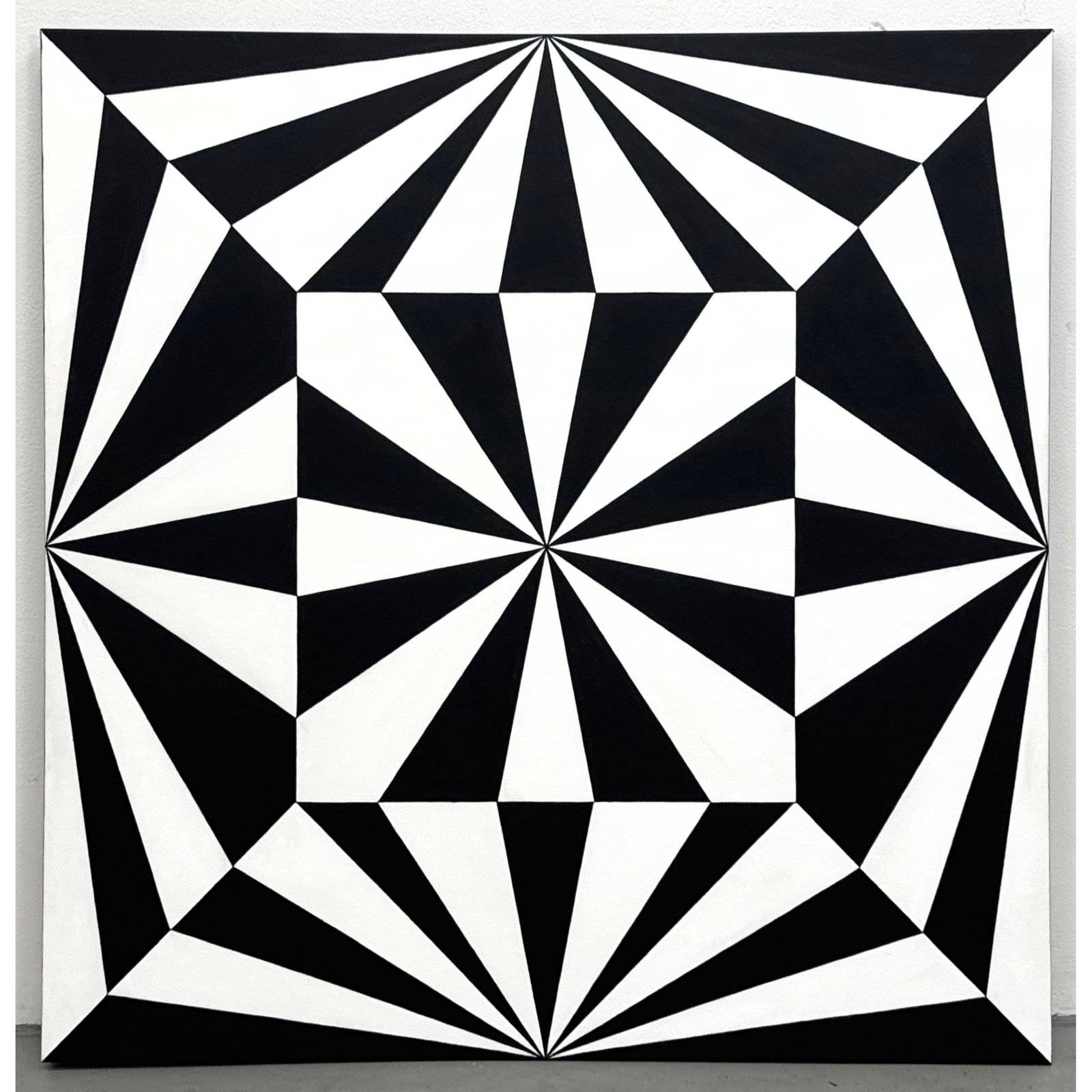 Tim Ray Fisher Modern Op Art Painting on Canvas. Black and White Geometric Design. Signed TFISHER on (1 of 9)