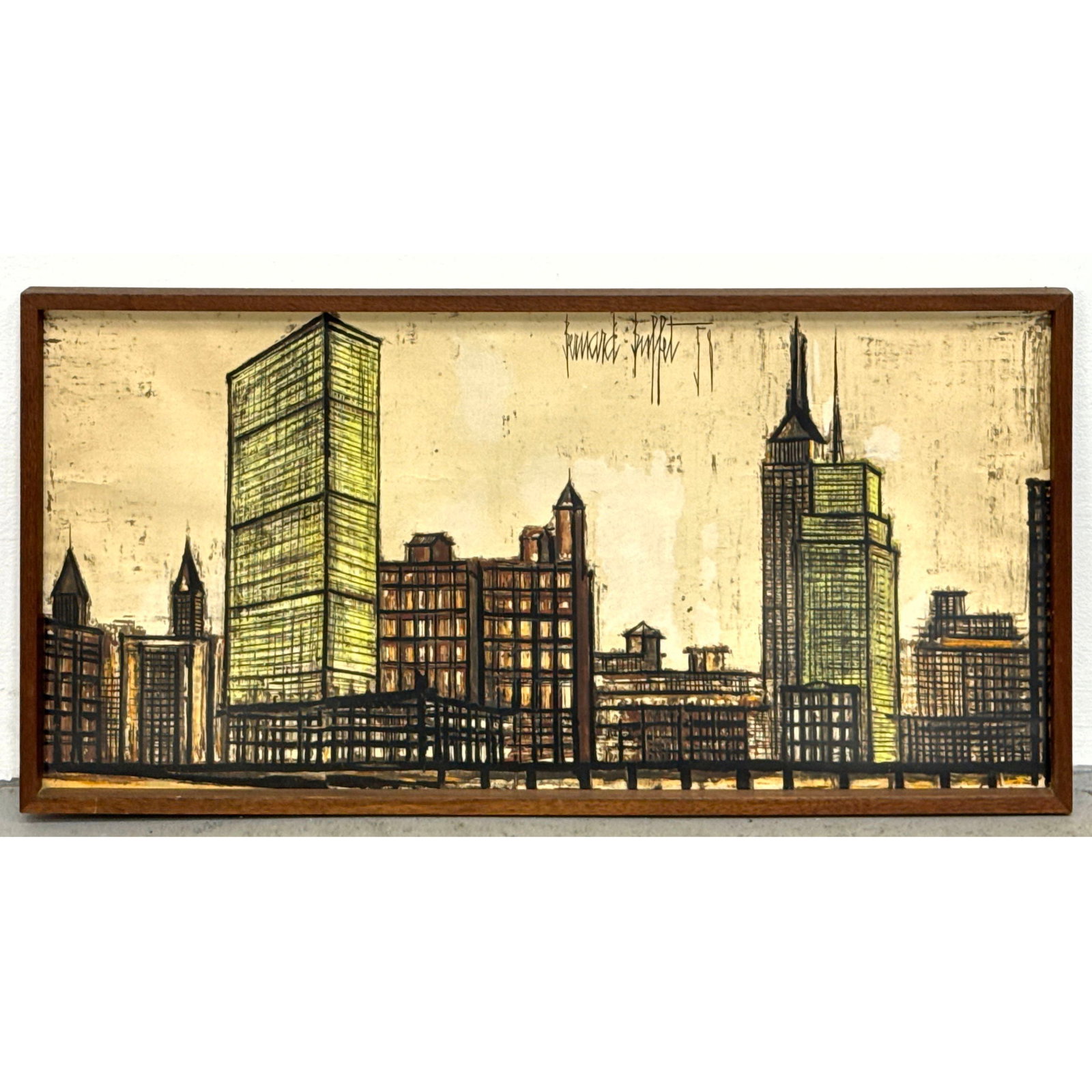 Bernard Buffet New York Skyline Cityscape Print featuring the United Nations Building (1 of 9)