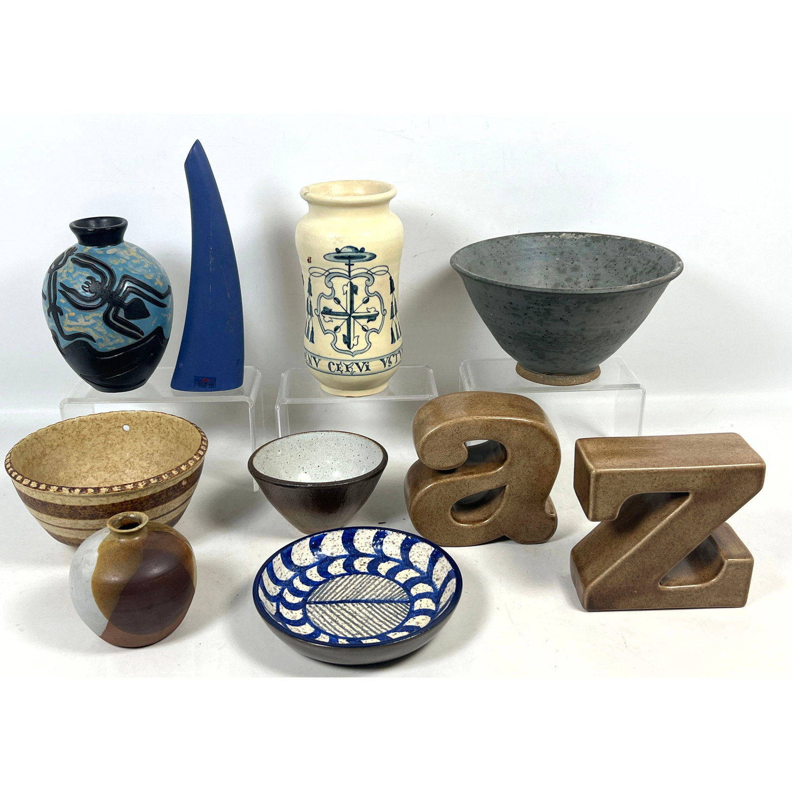 Group of Studio and International Ceramics featuring Thomas Mueller Spider Vase and Upsala Ekeby Dis (1 of 20)