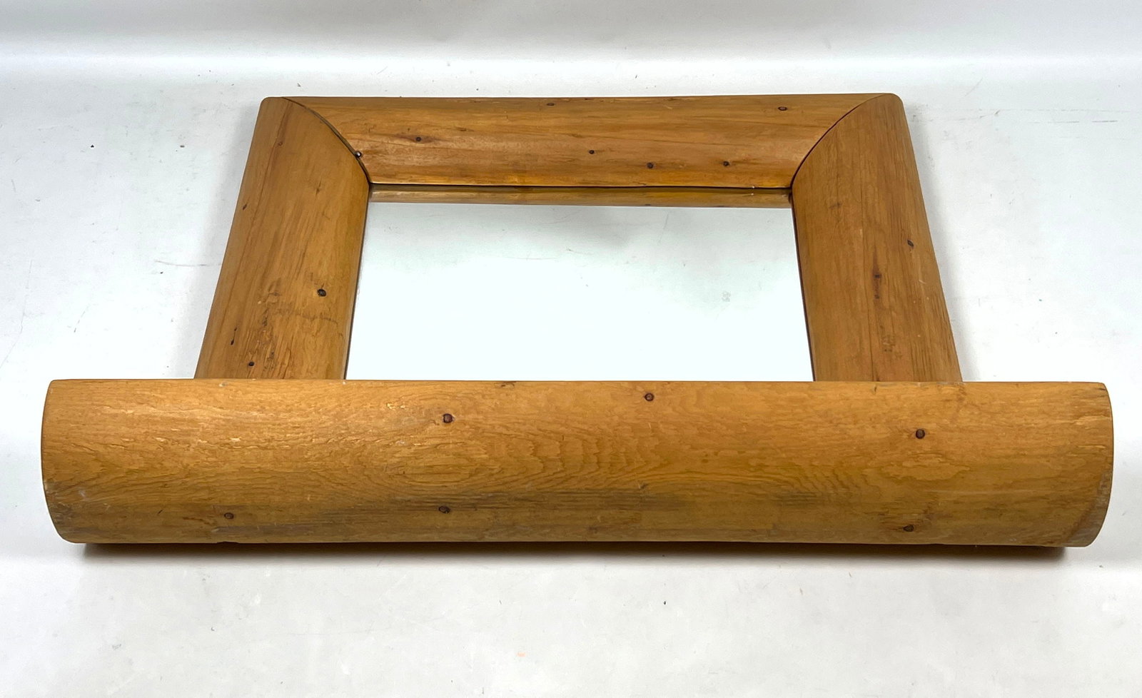 Handcrafted Rustic Split Log Pine Wall Mirror With Integral Shelf - 6