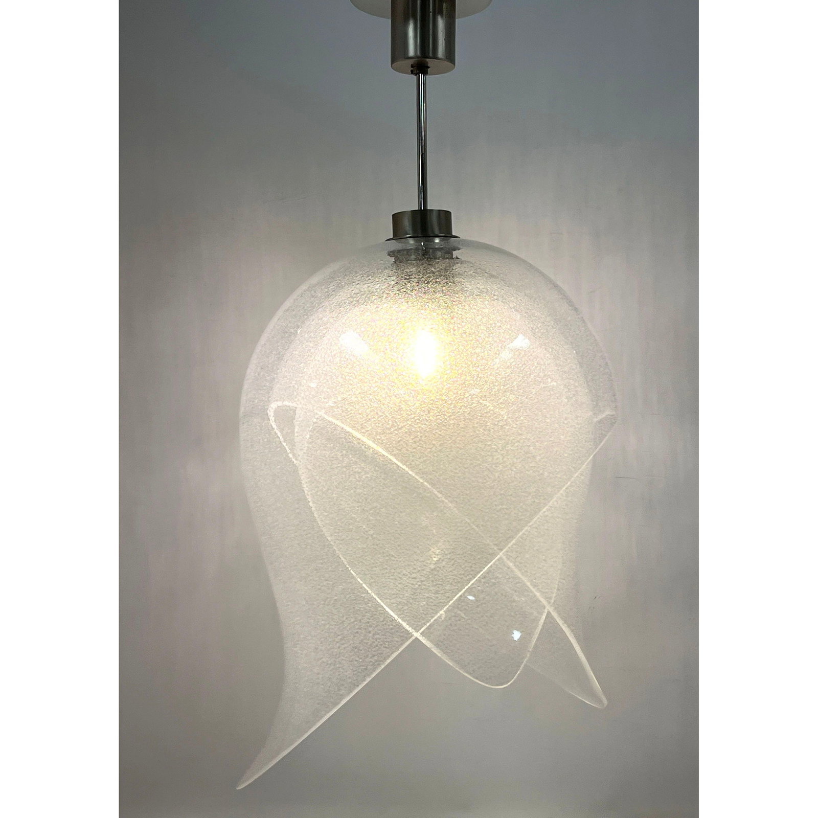 Carlo Nason for Mazzega Pulegoso Glass Tulip Pendant Light Attributed to . Brushed metal hardware. I (1 of 13)