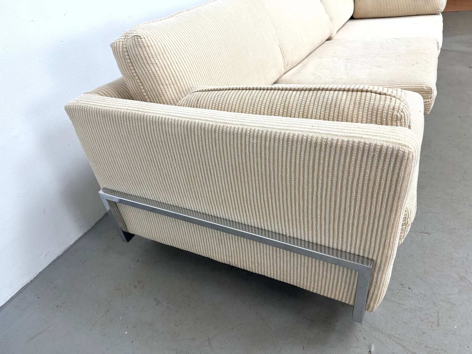 Milo Baughman Style Chrome Base Sofa Couch. - 2