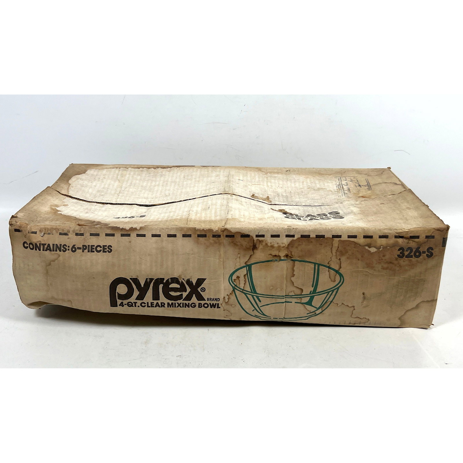 6pcs Vintage Pyrex Model 326-S 4-quart clear mixing bowls dated 1978 with Philadelphia shipping stam (1 of 9)