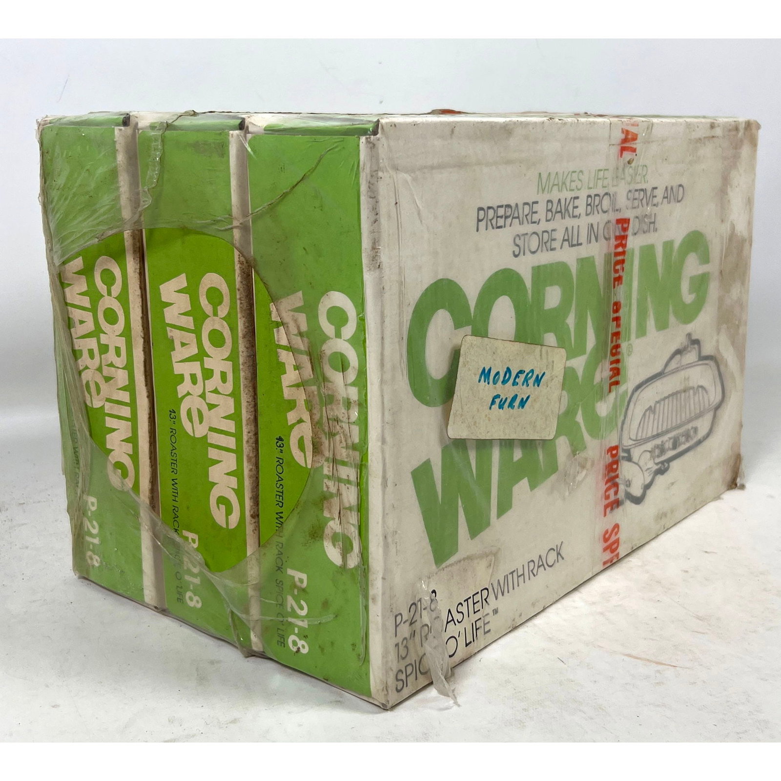 3 Boxes Vintage Corning Ware Spice O Life 13" Roasters. Model P-21-8 with Wire Racks in Original Pac (1 of 9)