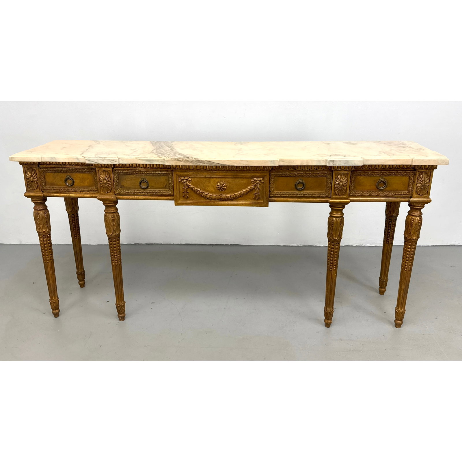 Louis XVI Style Giltwood Marble Top Console Table. (1 of 12)