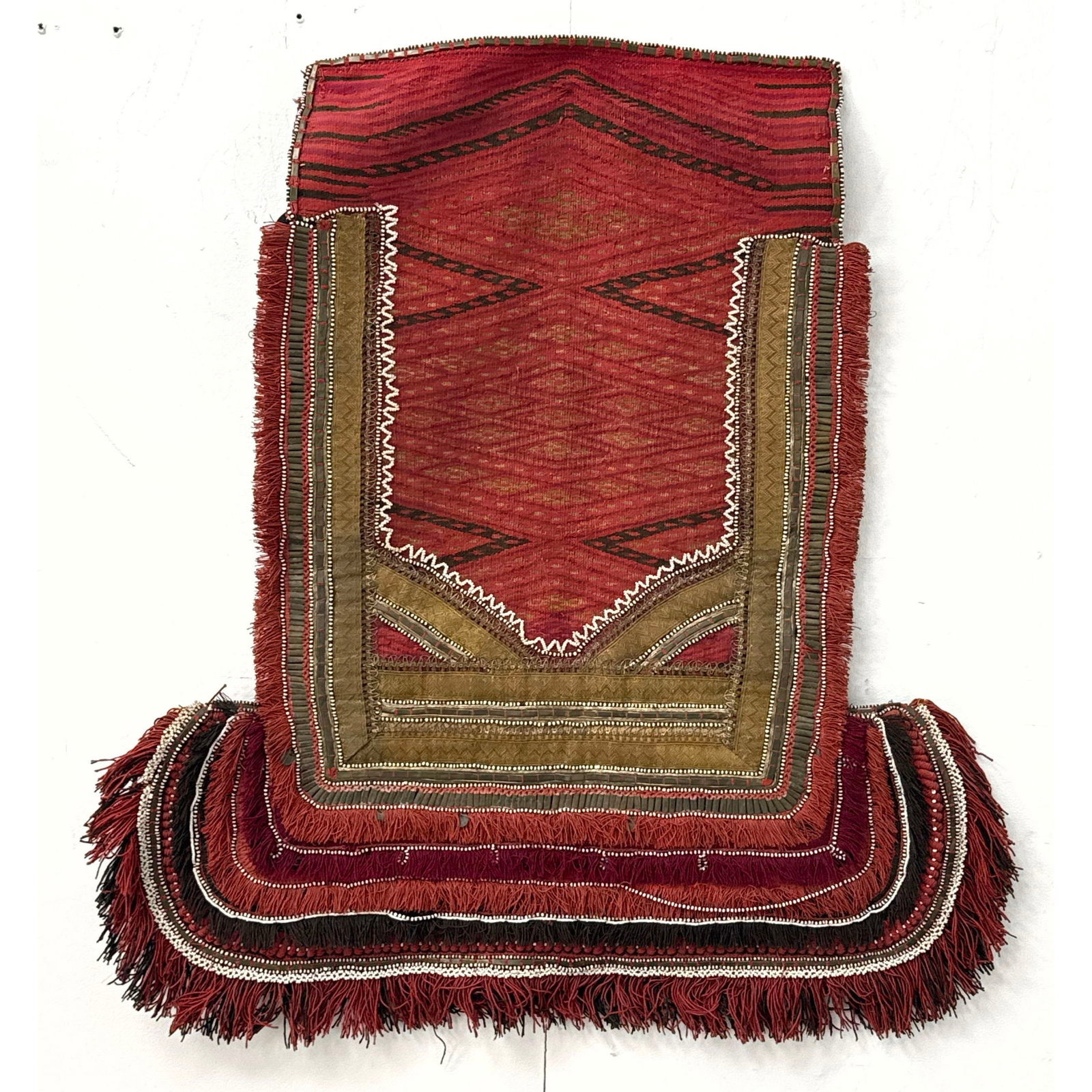 Ornate Hand Woven Central Asian Tribal Ceremonial Apron with Multi Tiered Fringe Beadwork and Metall (1 of 16)