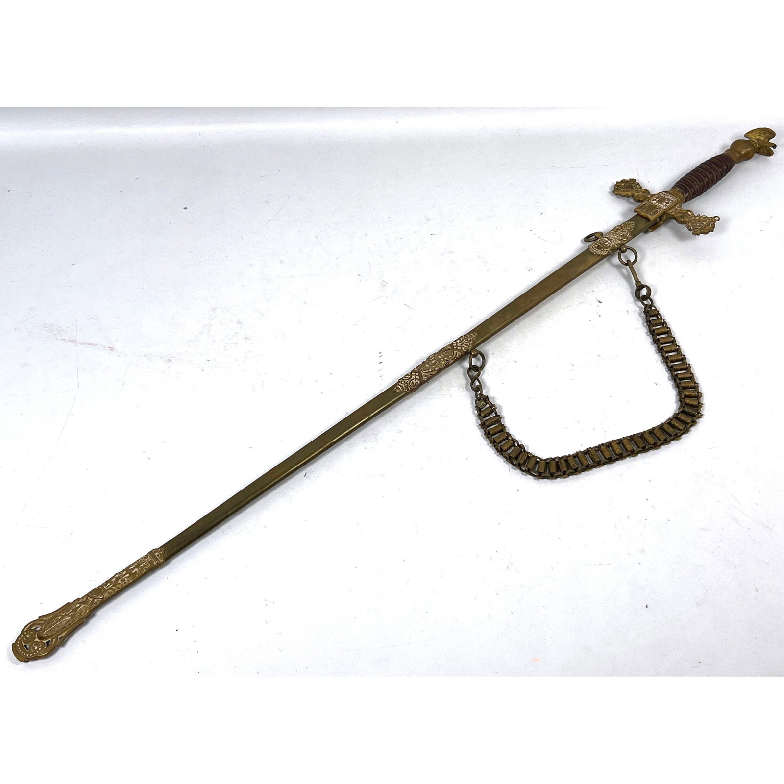 Knights of the Golden Eagle Ceremonial Sword with Scabbard and Hanger Personalized to Wm Taylor and: Knights of the Golden Eagle Ceremonial Sword with Scabbard and Hanger Personalized to Wm Taylor and Manufactured by L.E. Stillz and Bro. Philadelphia Dimensions: Height: 38 inches, Width: 5.5 inches, 