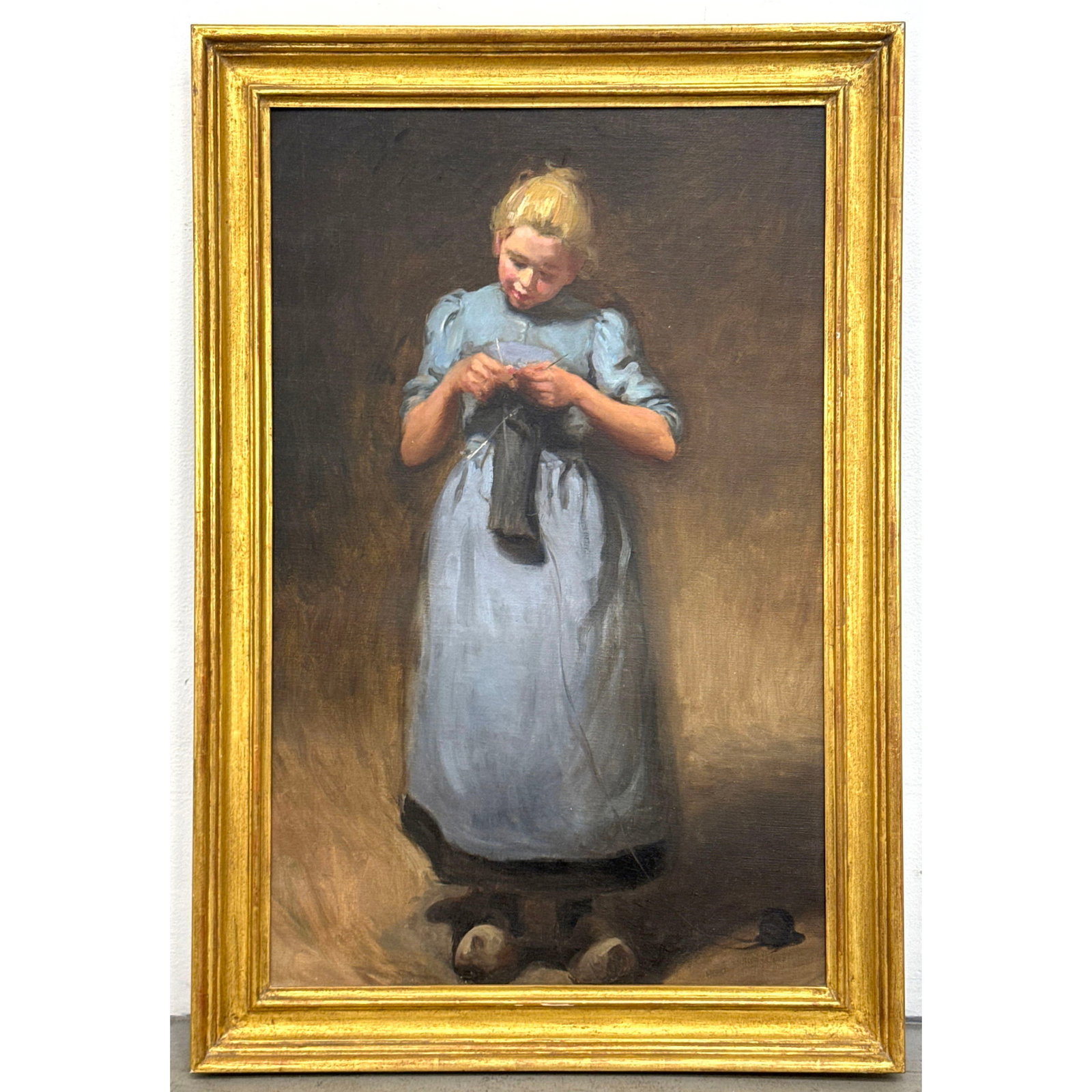 Large Bernardus Johannes Blommers. Dutch School 19th Century Oil Painting on Canvas of a Young Girl (1 of 10)