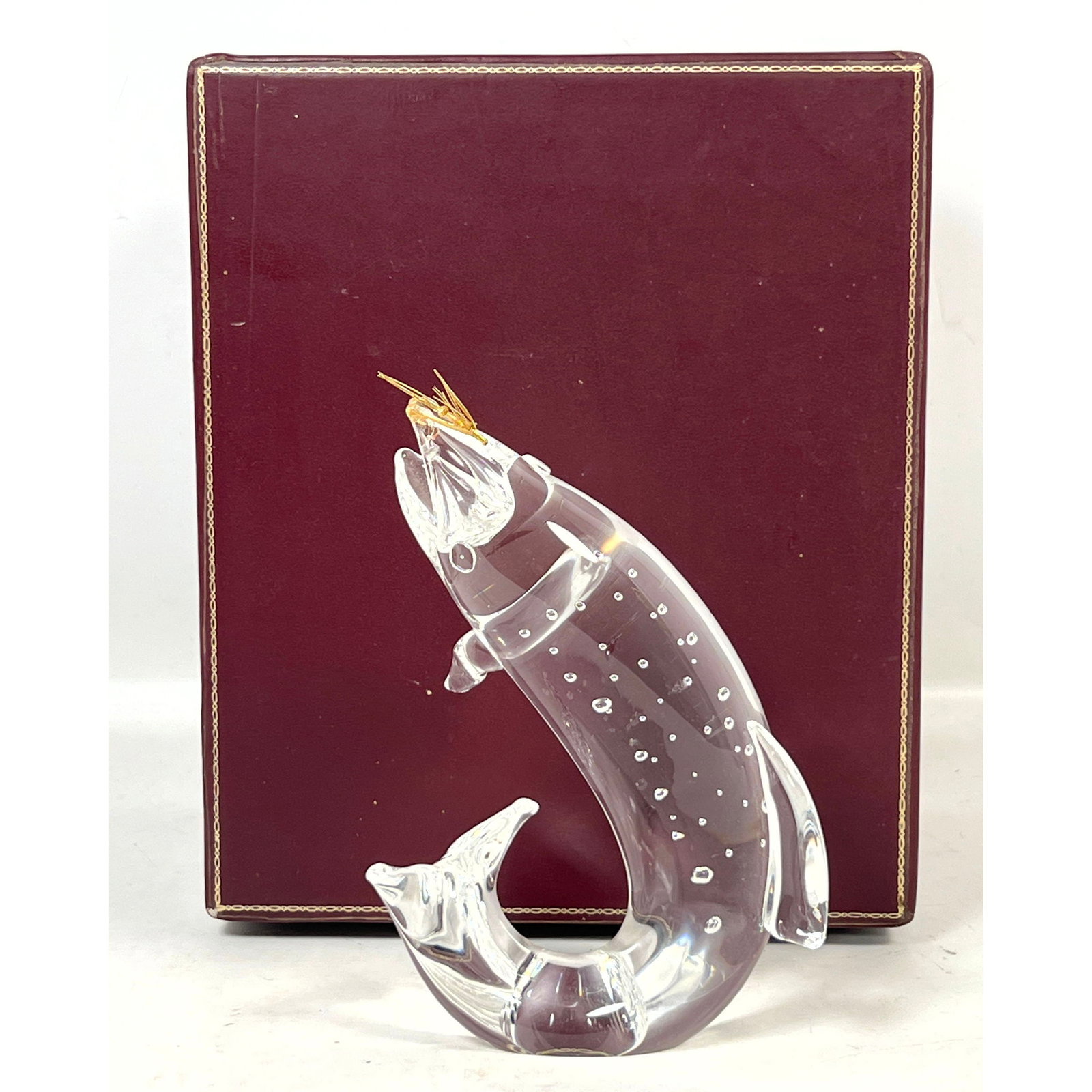 Steuben Crystal Trout and 18 karat Gold Fly Sculpture by James Houston in Original Presentation Box (1 of 11)