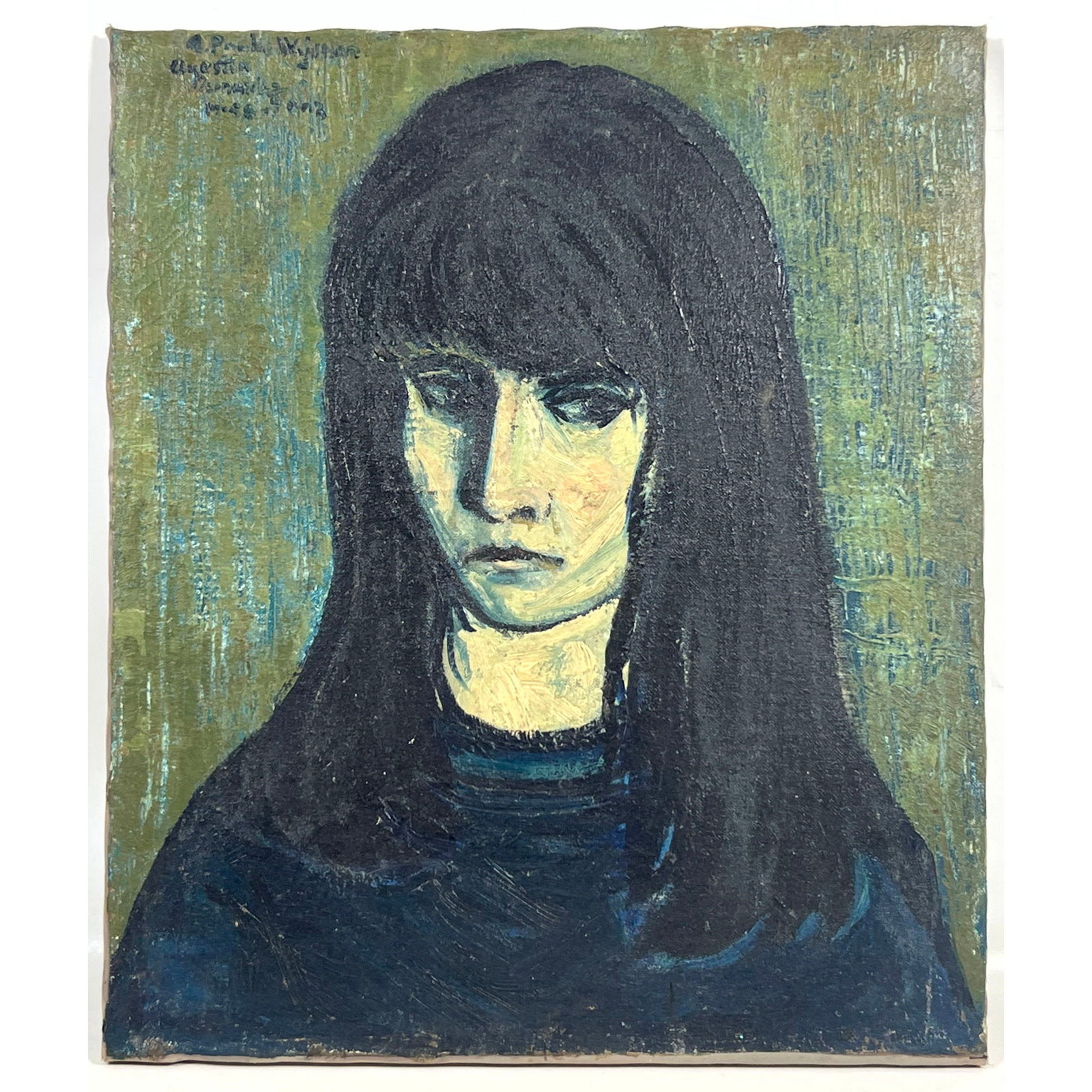 Signed Oil on canvas expressionist portrait of a woman. (1 of 8)