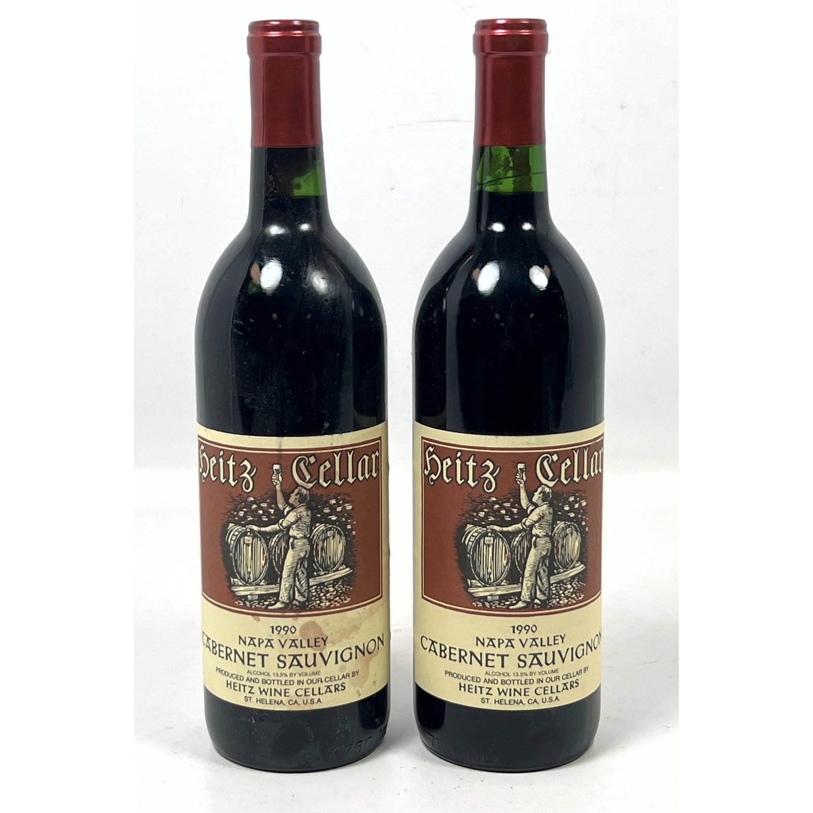 2pc 750 ml bottles of 1990 Cabernet Sauvignon from Heitz Wine Cellars, located in St. Helena, Napa V (1 of 8)