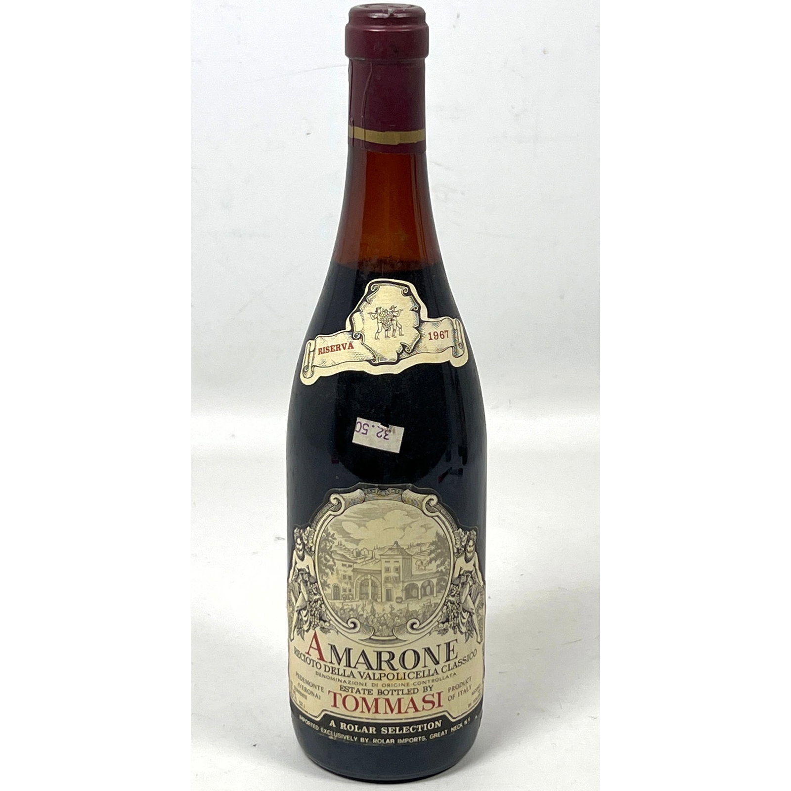 1967 Tommasi Amarone Recioto della Valpolicella Classico Riserva. Produced and estate-bottled by Tom: 1967 Tommasi Amarone Recioto della Valpolicella Classico Riserva. Produced and estate-bottled by Tommasi in Pedemonte, Verona, Italy, Dimensions: Height: 11 inches, Width: 3 inches, Depth: 3 inches. -