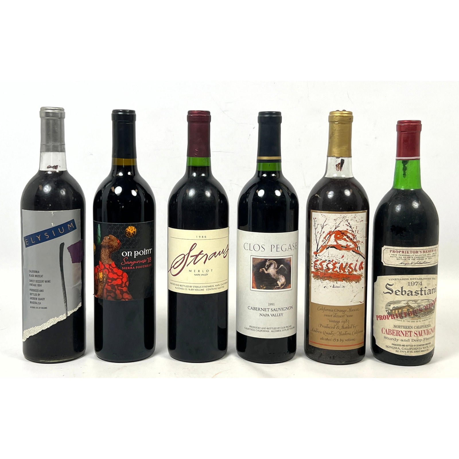 6pcs California wine produced between 1974 and 2018, encompassing various red and sweet dessert vari (1 of 10)