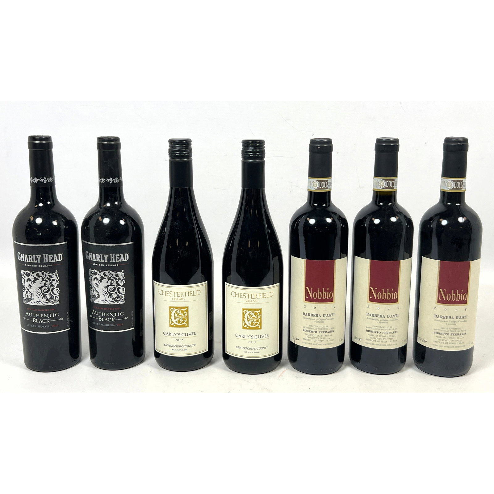 7pcs assortment of red wines features various vintages from California and Italy. The group includes (1 of 15)