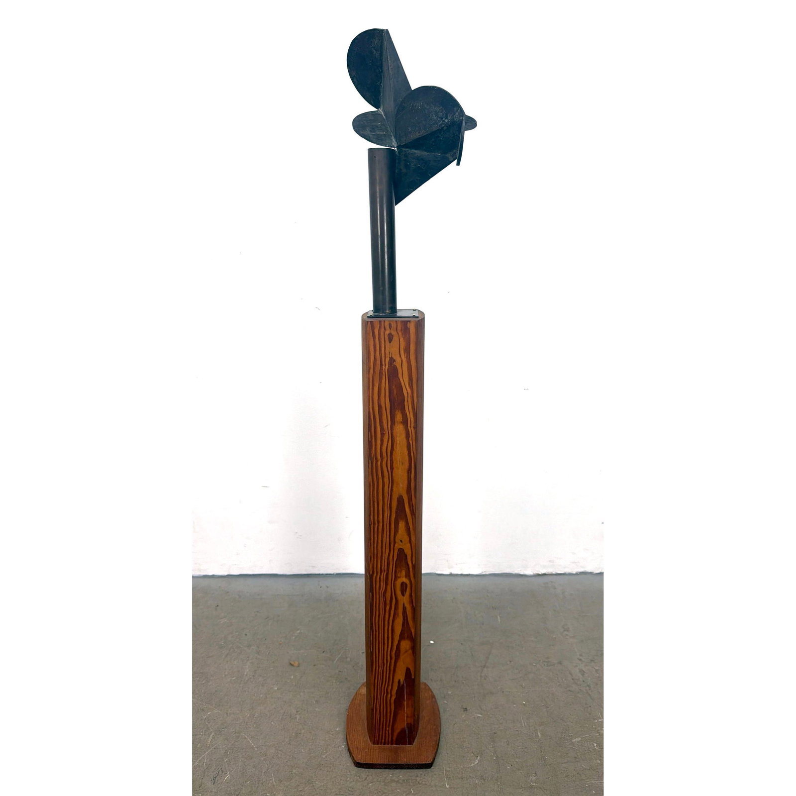 GERALD DIGIUSTO Modernist Abstract Bronze Sculpture. Mounted on Organic Natural Wood Pedestal Base.: GERALD DIGIUSTO Modernist Abstract Bronze Sculpture. Mounted on Organic Natural Wood Pedestal Base. Signed. - Gerald DiGiusto was born June 30, 1929 in New York City, the son of immigrant Italian and 