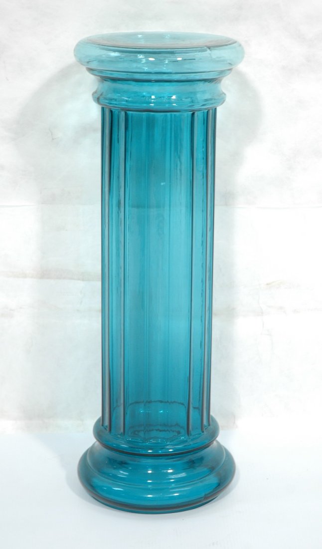 Green BLENKO style Glass Column Pedestal. Not mar: Green BLENKO style Glass Column Pedestal. Not marked. -- Dimensions: H: 30.25 inches: W: 10.25 inches: D: 10.25 inches ---