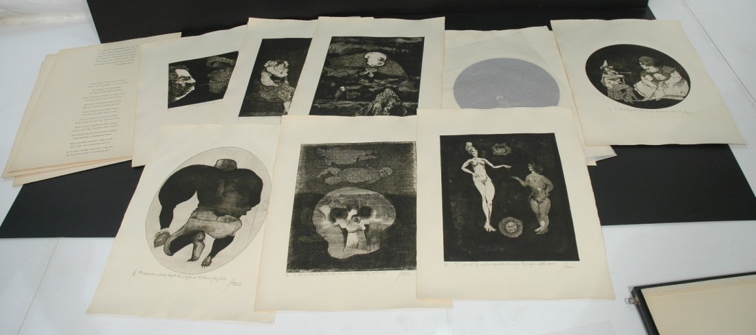 PETER PAONE Portfolio. Bierce - Paone. The Ten Co: PETER PAONE Portfolio. Bierce - Paone. The Ten Commandments of Ambrose Bierce, illustrated by Peter Paone. Introduction by CARL ZIGROSSER. Eleven signed illustrations. 14 pgs total. In linen covered p