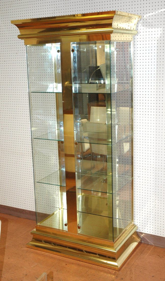 MASTERCRAFT Brass Glass Display Etagere.