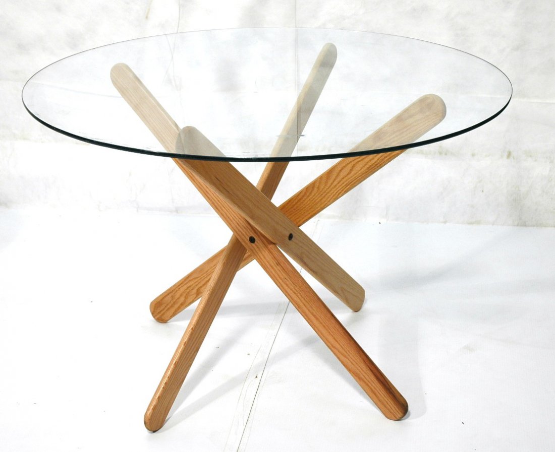 DAN DROZ Popsicle Wood & Glass Side Table. With O: DAN DROZ Popsicle Wood & Glass Side Table. With Original box. -- Dimensions: H: 29 inches: W: 42 inches ---
